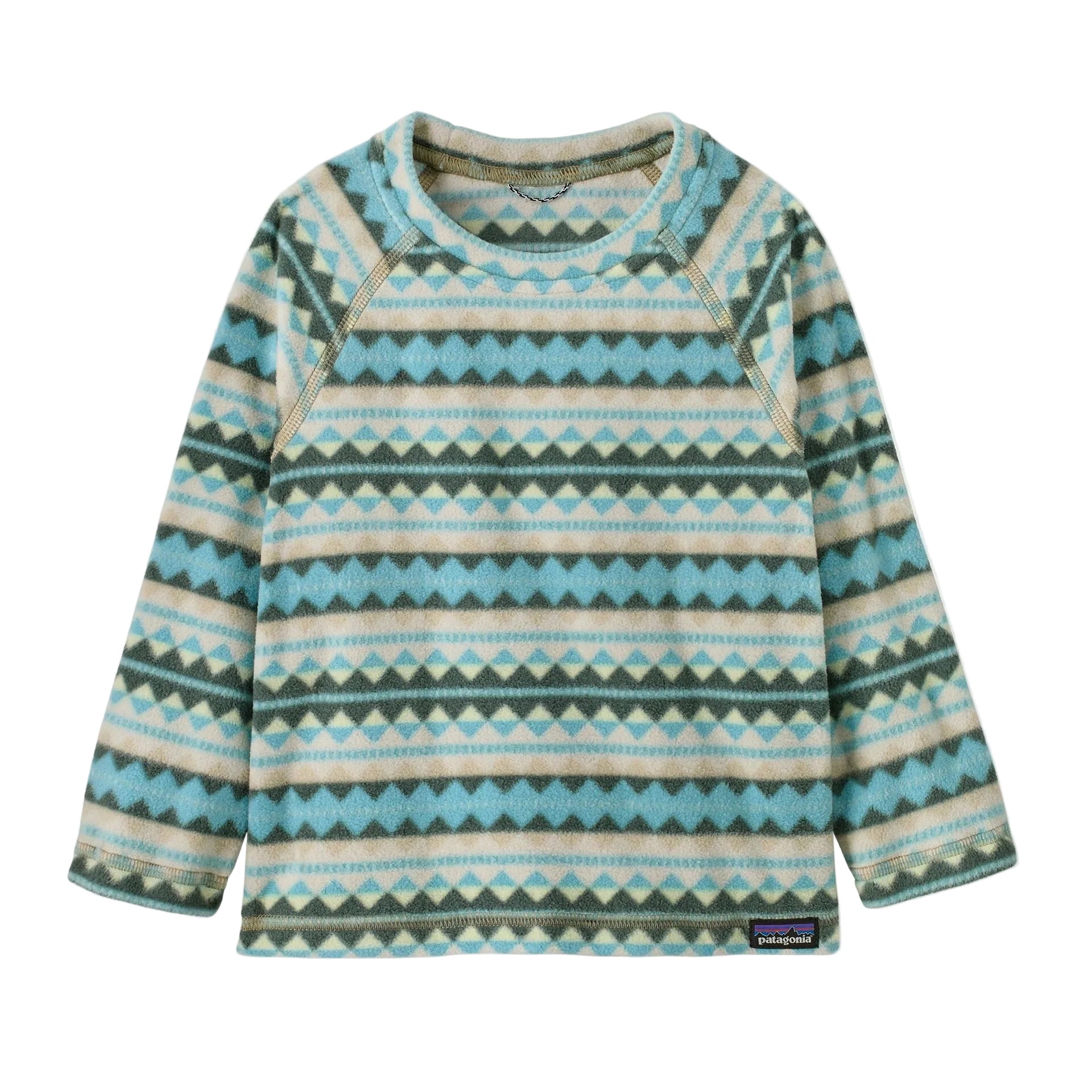 Patagonia Baby Micro D Fleece Crew in Diamond Stripe Snowmelt Blue front view