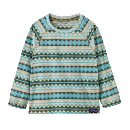 Patagonia Baby Micro D Fleece Crew in Diamond Stripe Snowmelt Blue front view