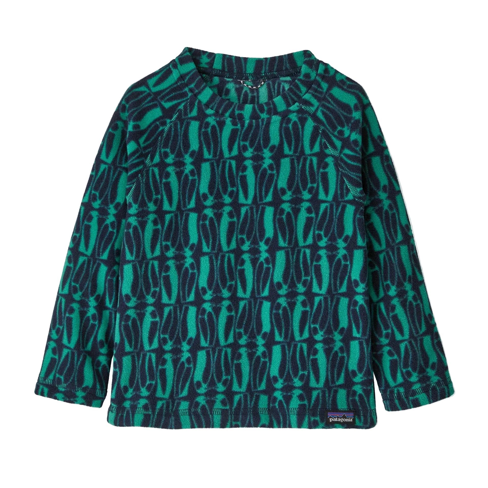 Patagonia Baby Micro D Fleece Crew in Geo Penguin Solo Teal front view