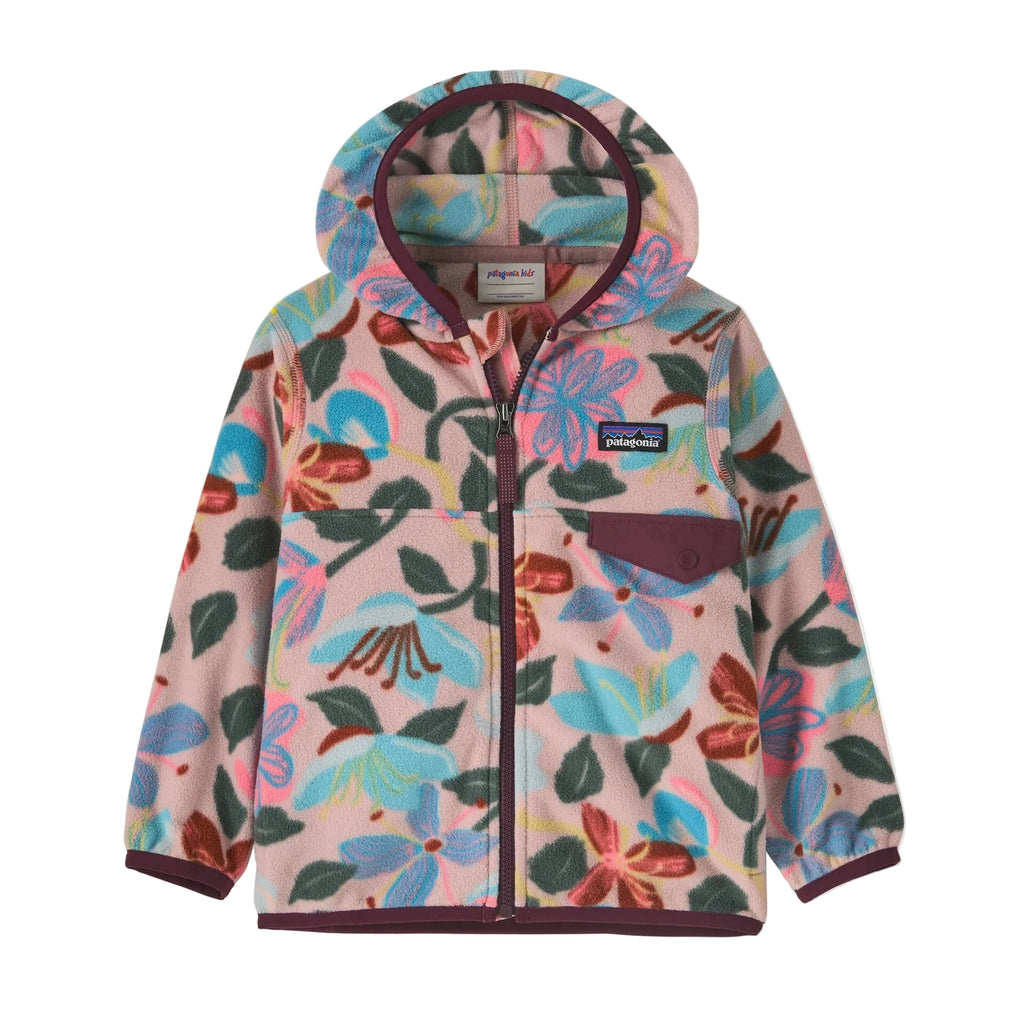 Patagonia Baby Micro D Snap-T Fleece Jacket in Hopes and Blooms Fuzzy Mauve front view