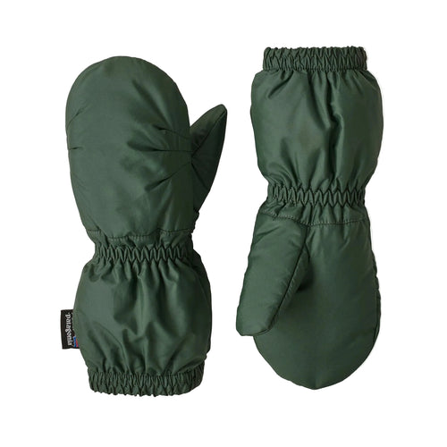 Patagonia Baby Puff Mitts in Canopy Green front and back view
