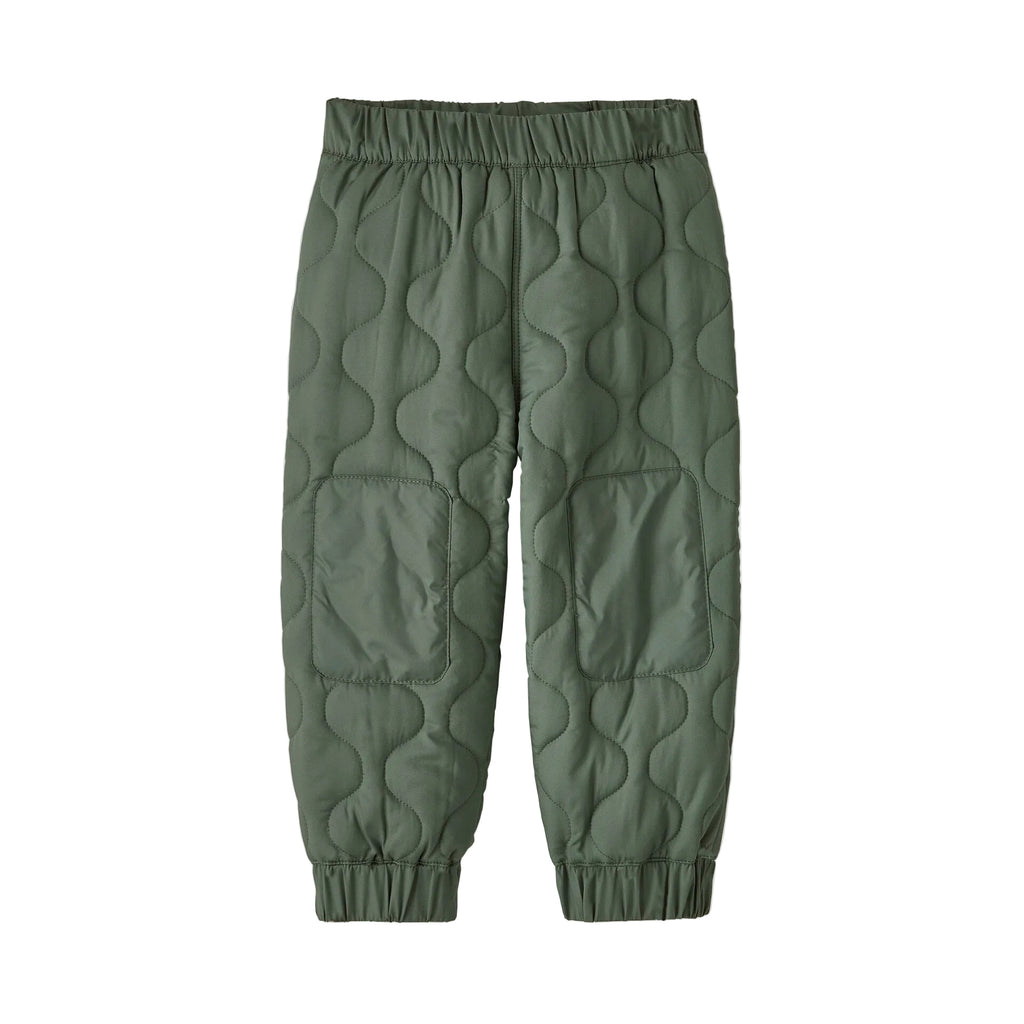 Patagonia Baby Quilted Puff Joggers in Hemlock Green front view