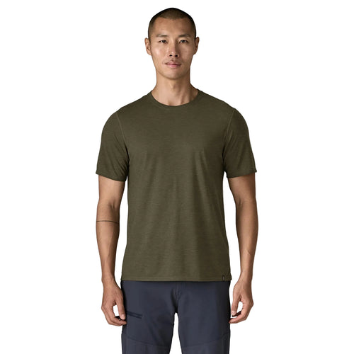 Patagonia Capilene Cool Trail Shirt in Basin Green recycled polyester TENCEL fabric front view