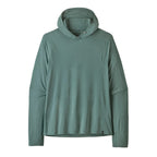 Patagonia Capilene Cool Ultra Hoody in Blue Sage ultralight recycled polyester flat lay