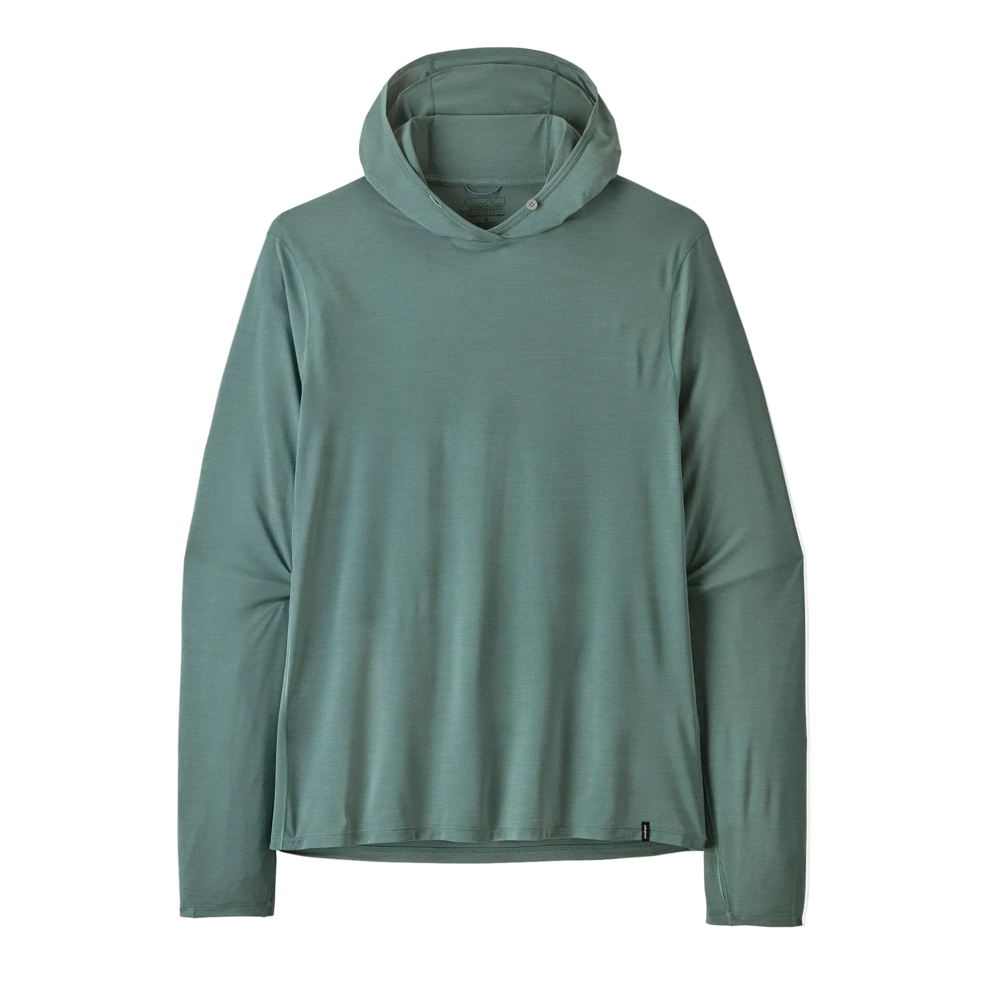 Patagonia Capilene Cool Ultra Hoody in Blue Sage ultralight recycled polyester flat lay