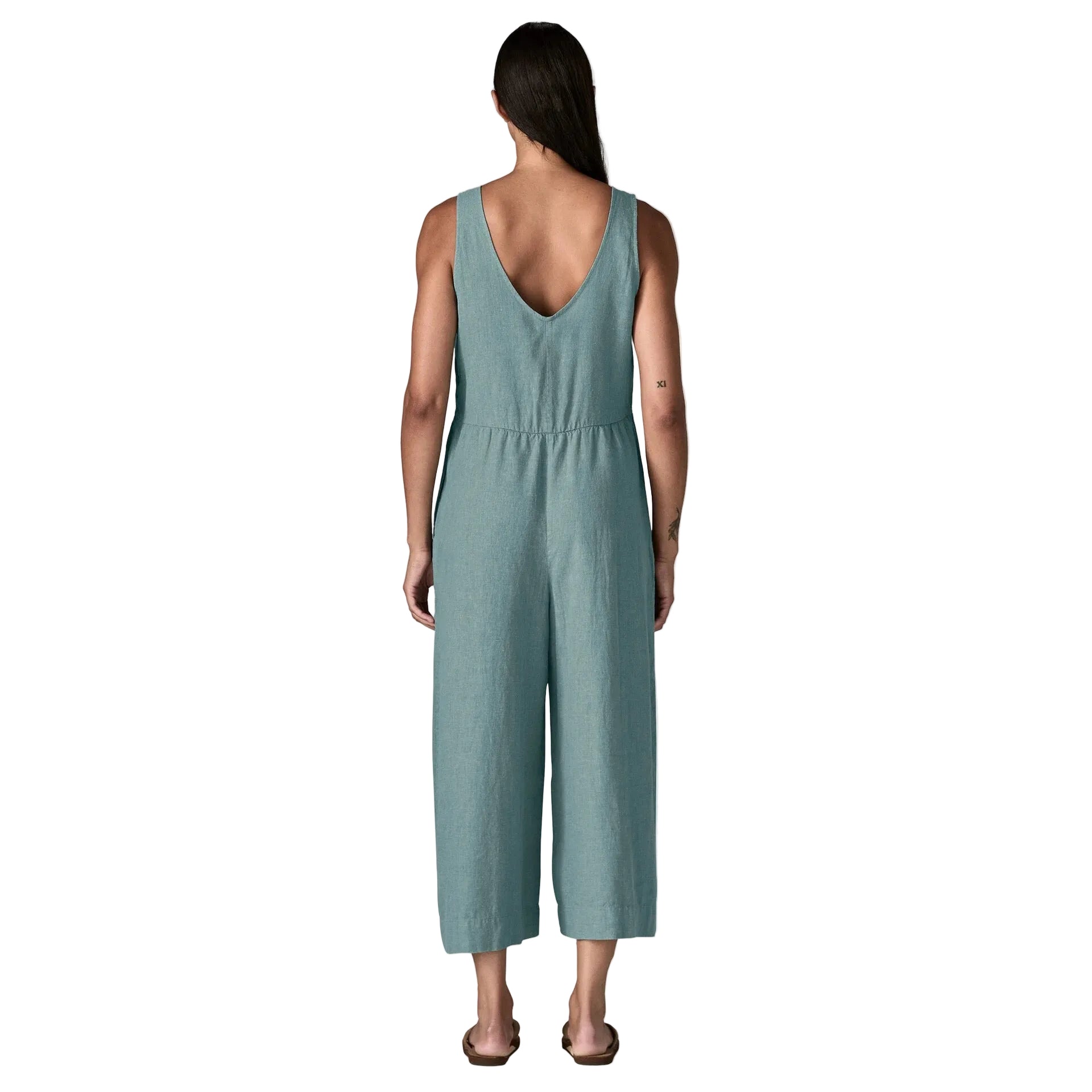 Patagonia Garden Island Jumpsuit Whole Weave Blue Sage V-back view