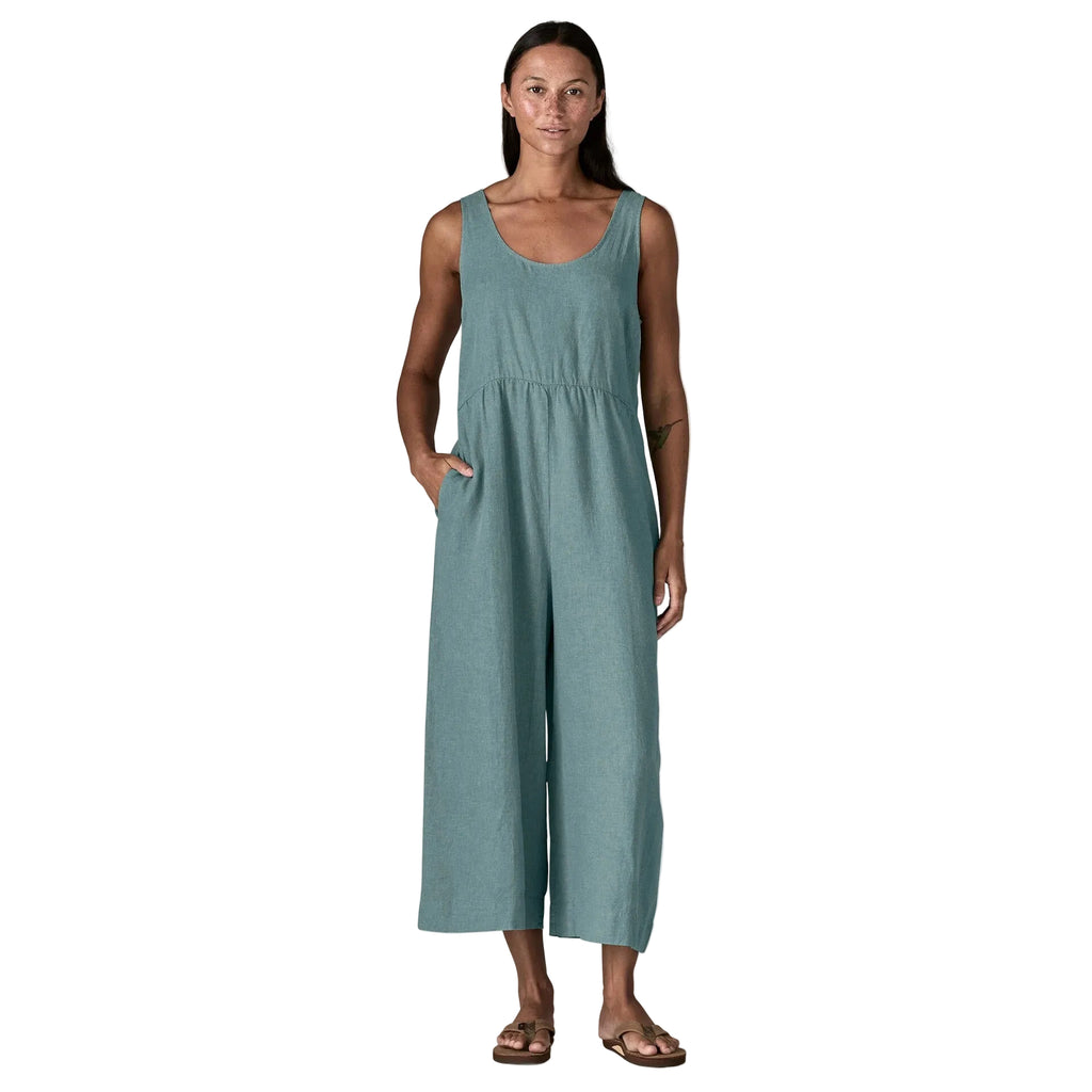 Patagonia Garden Island Jumpsuit Whole Weave Blue Sage front view