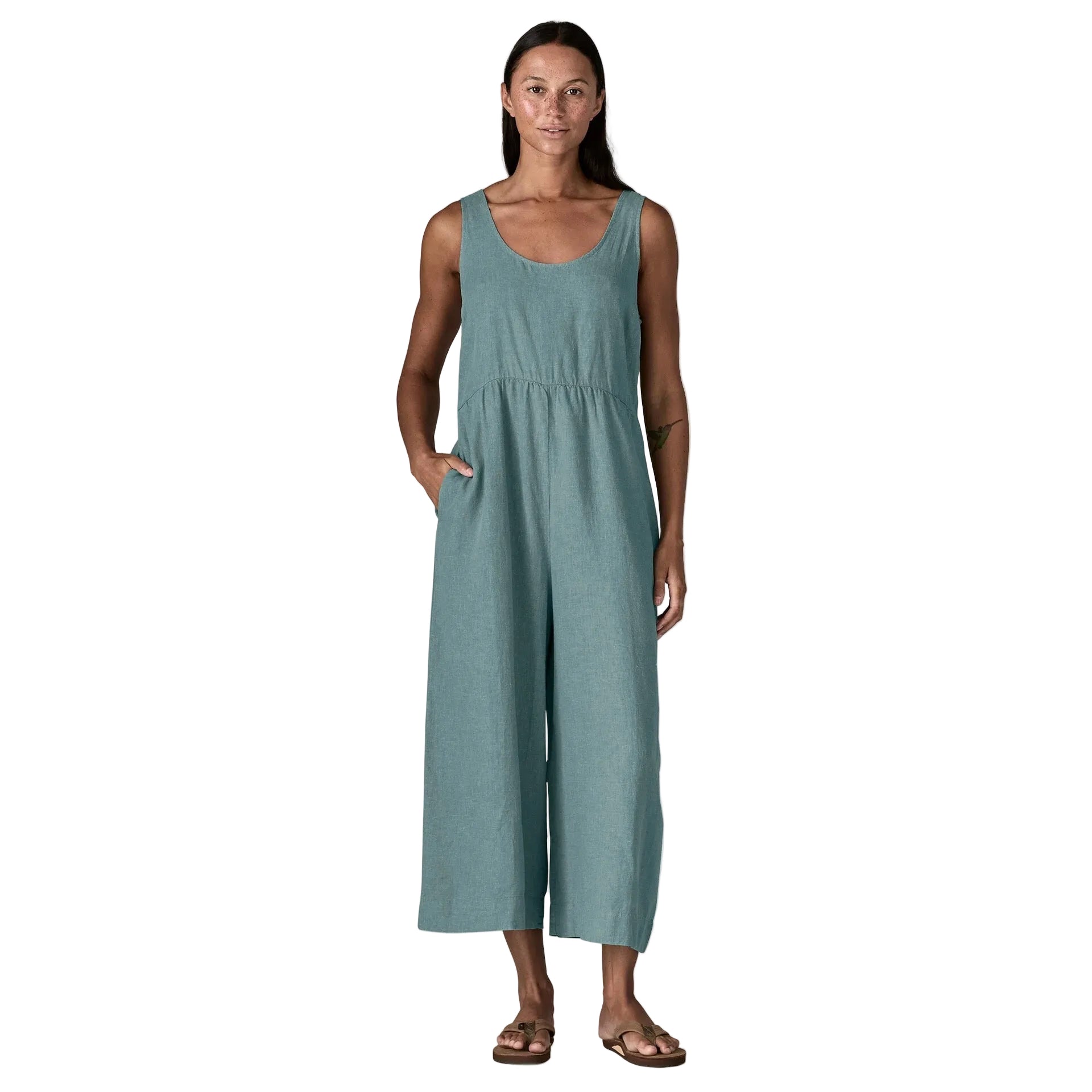 Patagonia Garden Island Jumpsuit Whole Weave Blue Sage front view