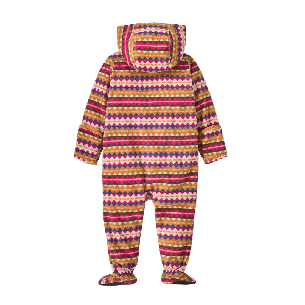Patagonia Infant Micro D Fleece Bunting in Diamond Stripe Rutabaga White back view