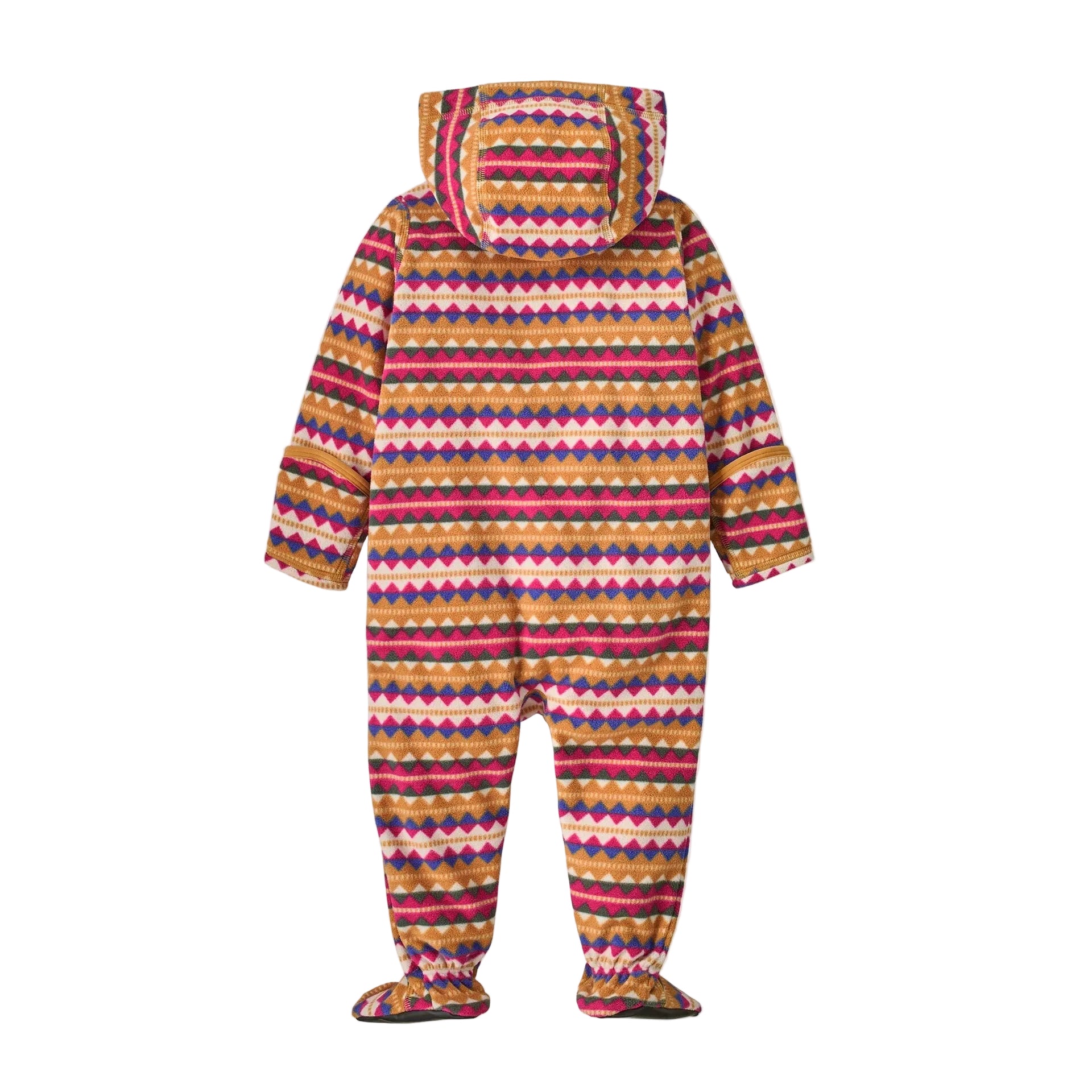 Patagonia Infant Micro D Fleece Bunting in Diamond Stripe Rutabaga White back view
