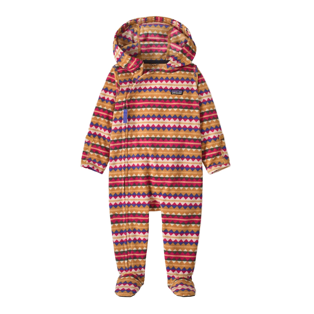Patagonia Infant Micro D Fleece Bunting in Diamond Stripe Rutabaga White front view