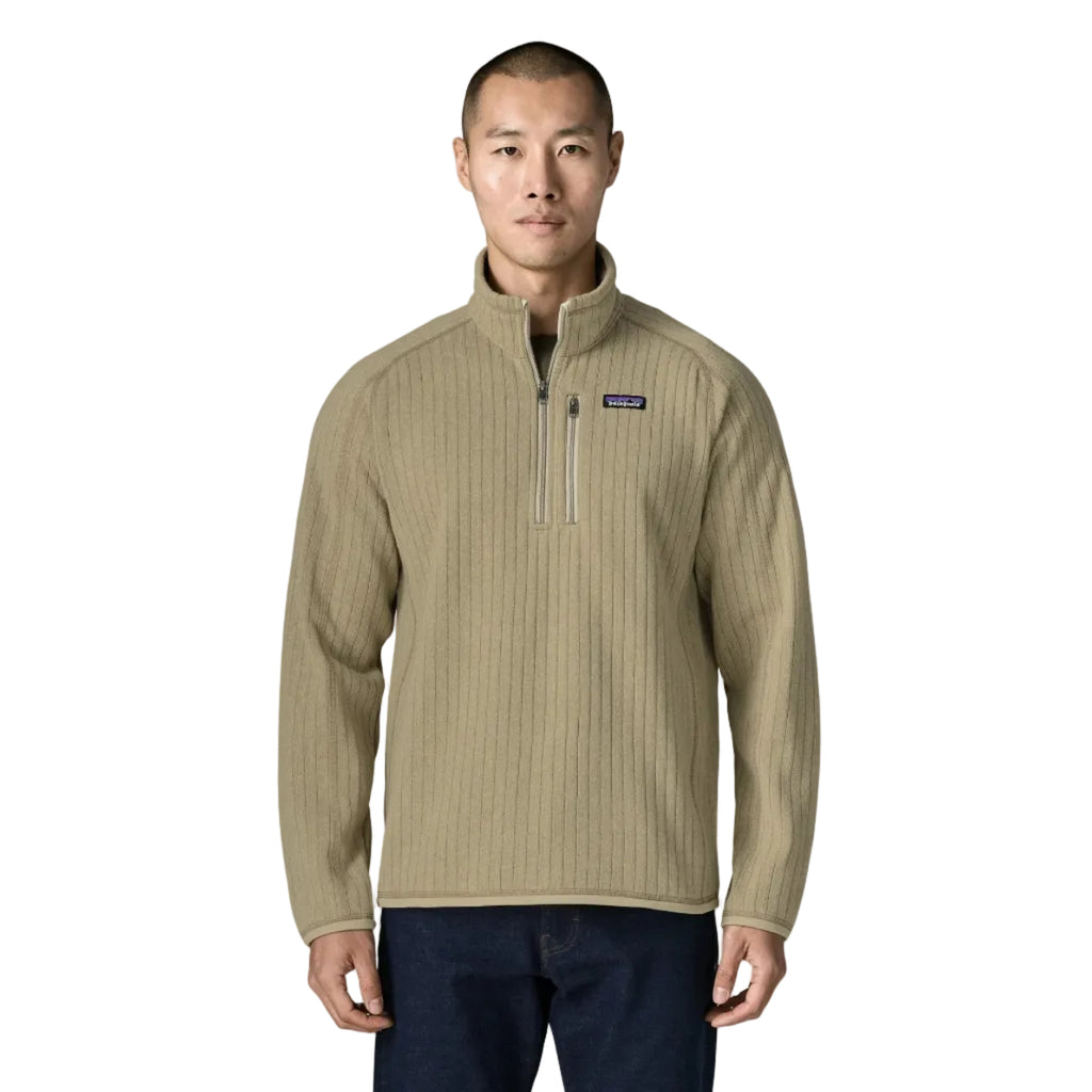 Patagonia Men's Better Sweater 1/4-Zip in Weathered Stone Rib Knit front view
