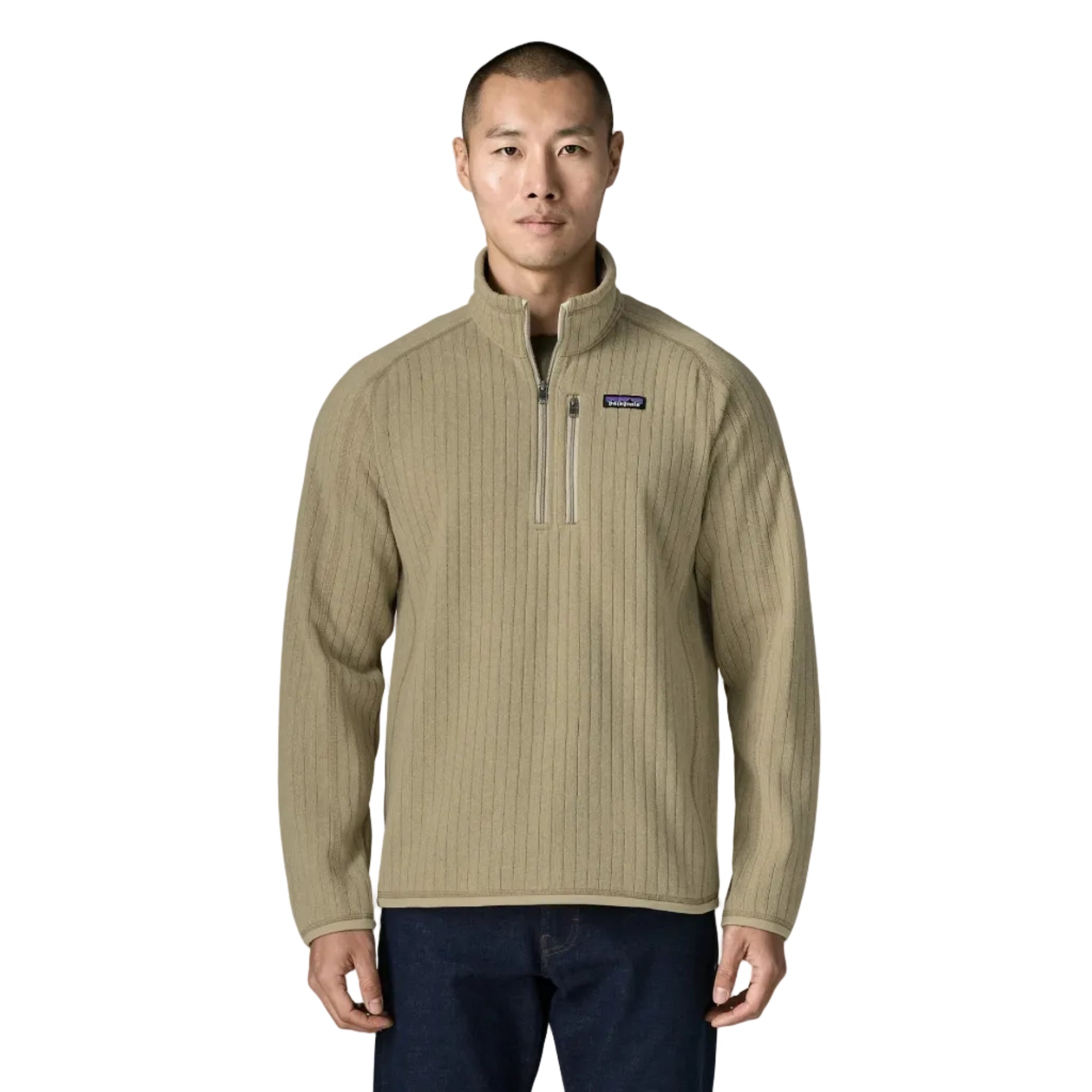 Patagonia Men's Better Sweater 1/4-Zip in Weathered Stone Rib Knit front view