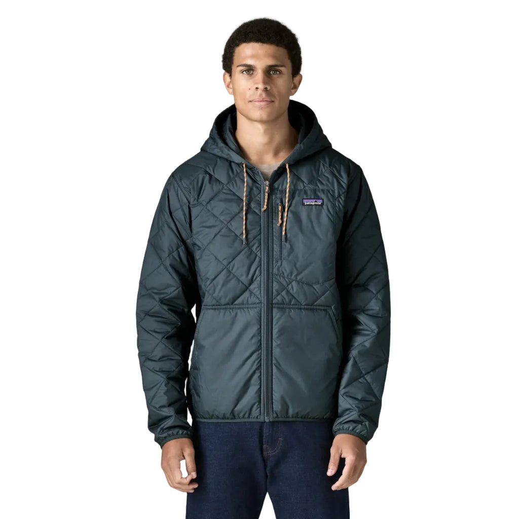 Patagonia Men's Diamond Quilted Bomber Hoody in Summit Blue front view