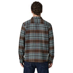 Patagonia Men's Fjord Flannel Shirt in Rising Storm Blue Sage back view