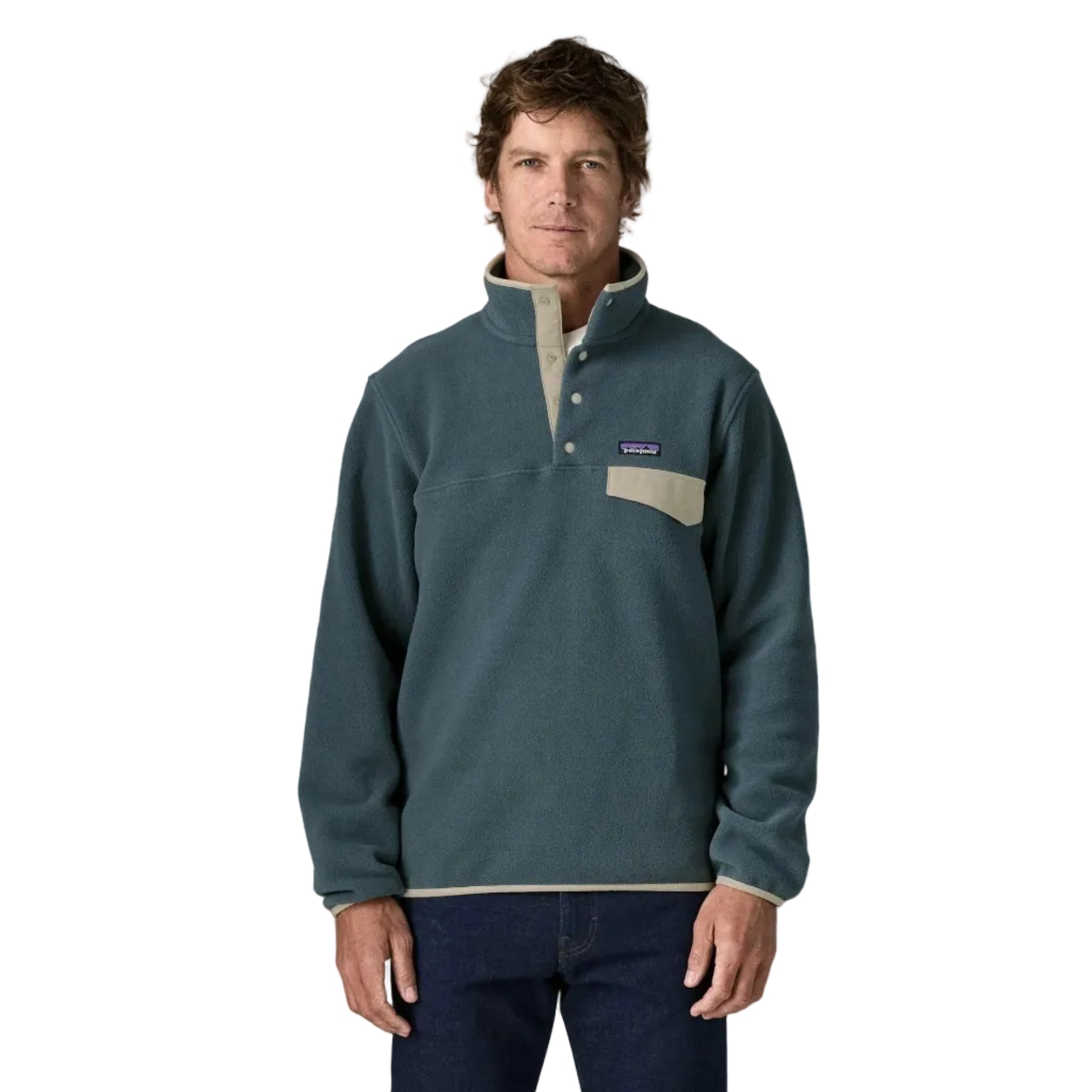 Patagonia Men's Lightweight Synchilla Snap-T Pullover in Summit Blue front view