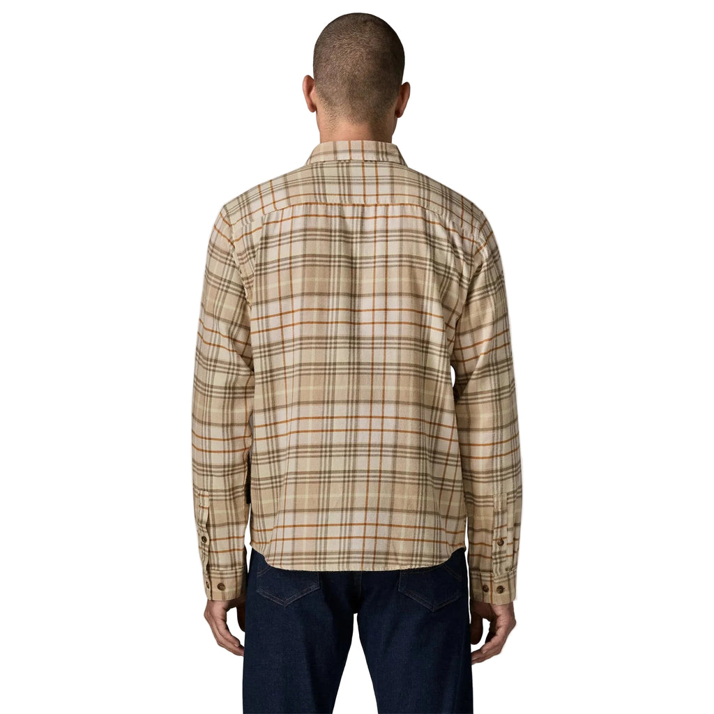 Patagonia Men's Lightweight Fjord Flannel Shirt in Depth Natural back view