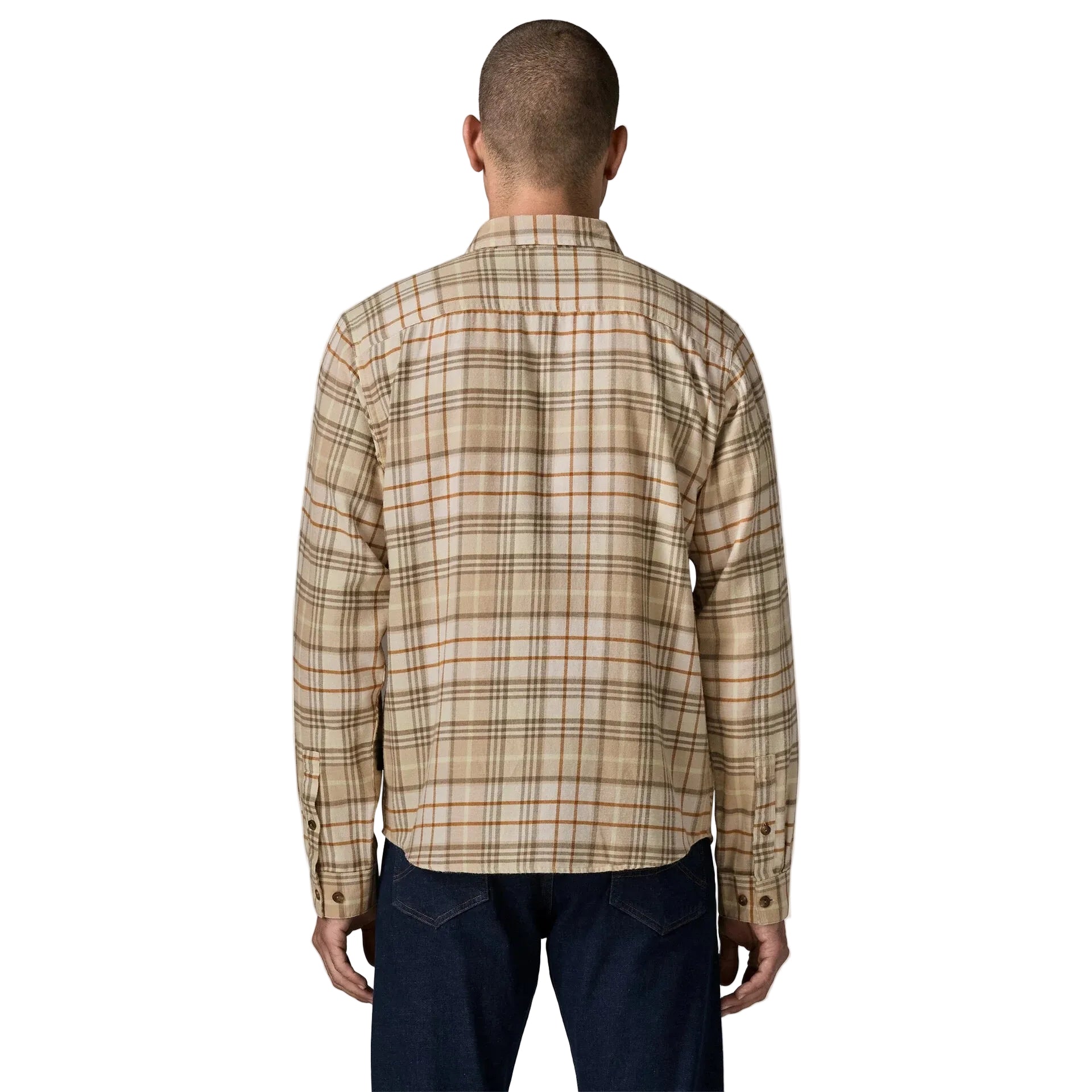 Patagonia Men's Lightweight Fjord Flannel Shirt in Depth Natural back view