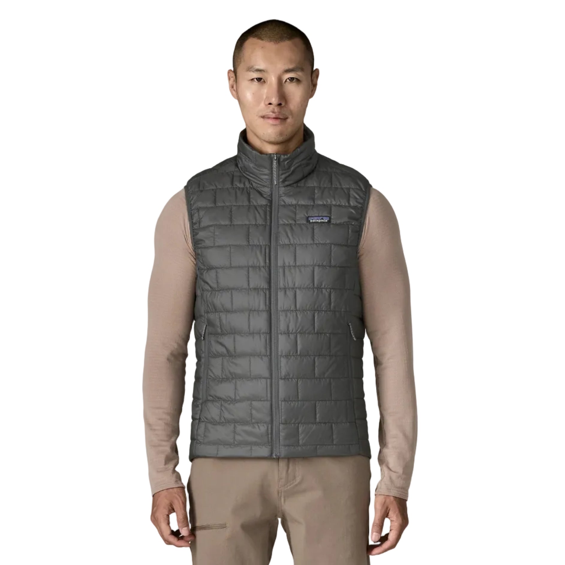 Patagonia Men's Nano Puff Vest in Forge Grey front view