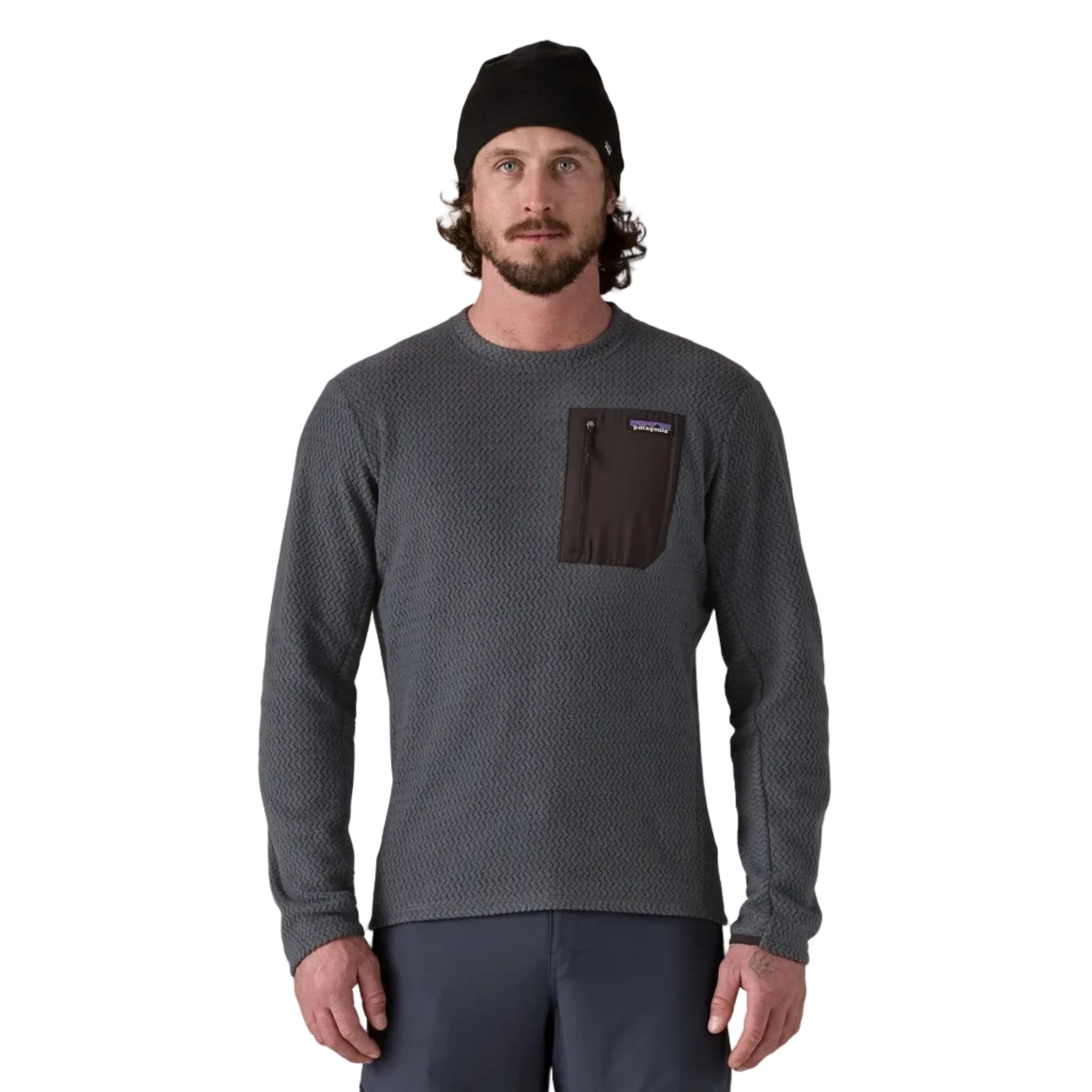 Patagonia Men's R1 Air Crew in Smolder Blue front view
