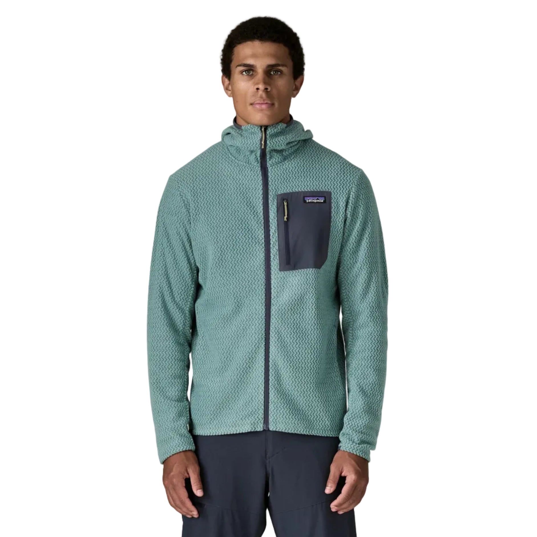 Patagonia Men's R1 Air Fleece Full-Zip Hoody in Blue Sage front view