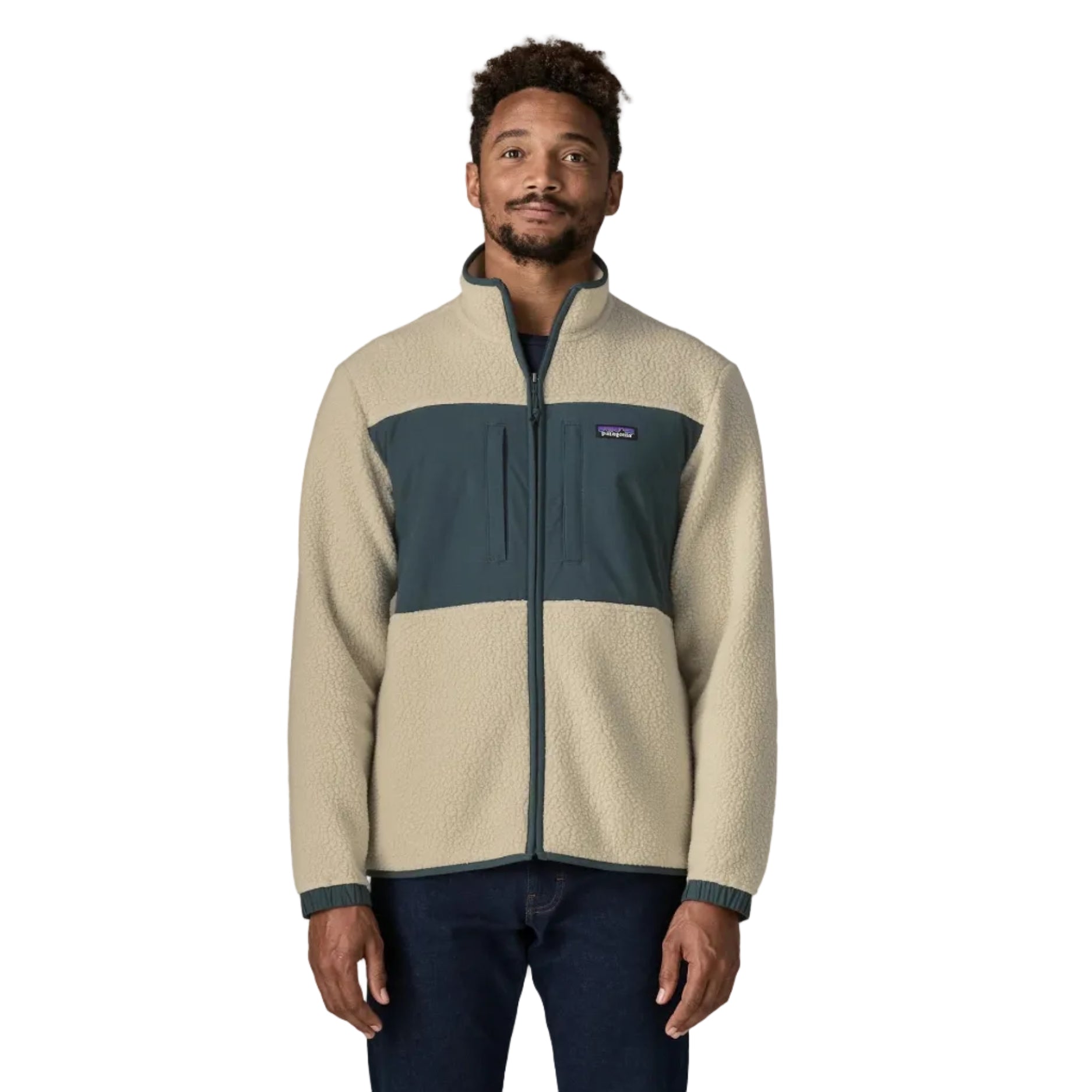 Patagonia Men's Retro Pile Patch Jacket in Pelican front view