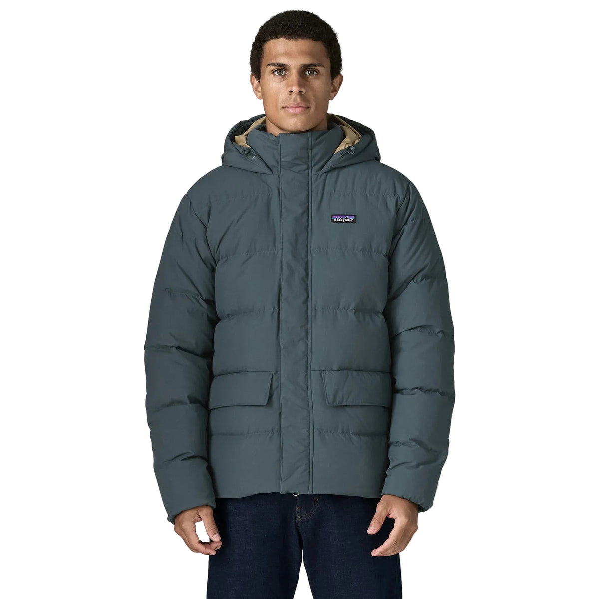 Patagonia Men's Sisar Down Hoody Jacket in Summit Blue front