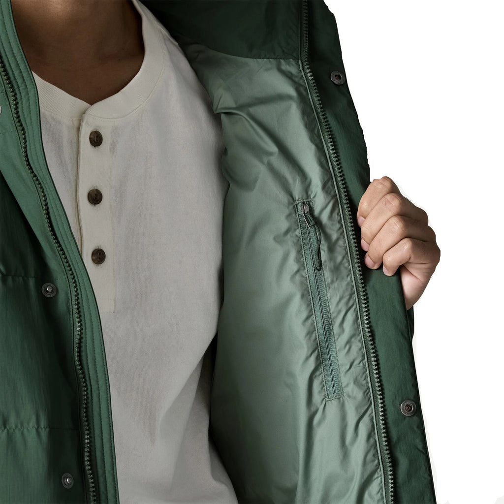 Patagonia Men's Sisar Down Hoody Jacket in Summit Blue showing inside
