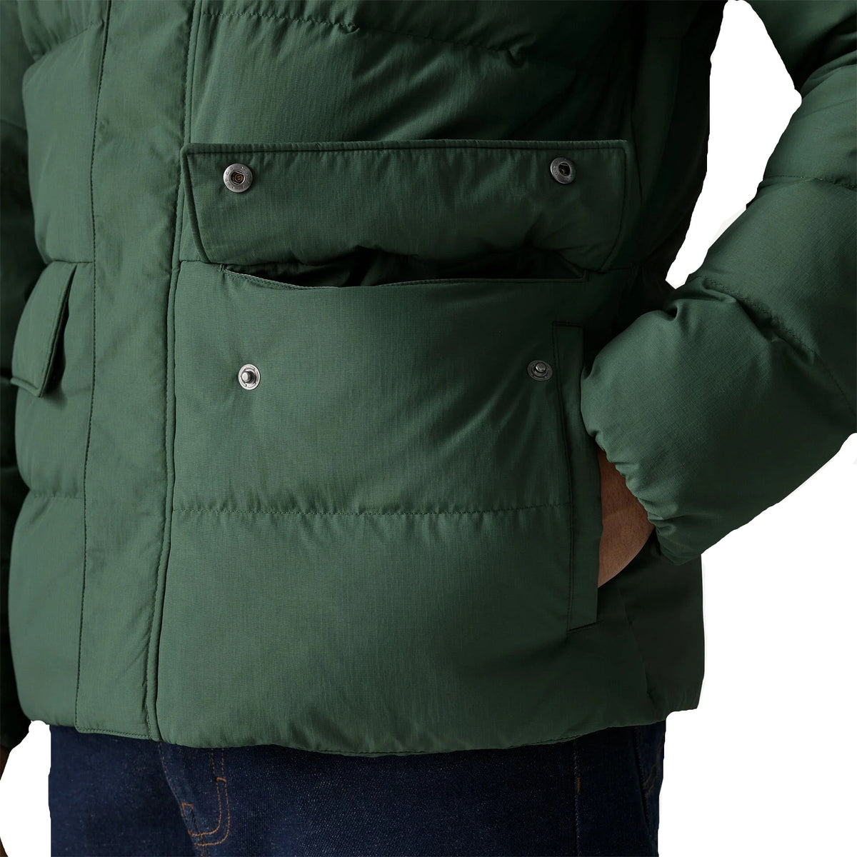 Patagonia Men's Sisar Down Hoody Jacket in Summit Blue detail view