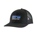 Patagonia P-6 Logo Trucker Hat in Black front view