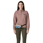 Patagonia Terravia Mini Hip Pack 1L in Berry Fig on model around waist
