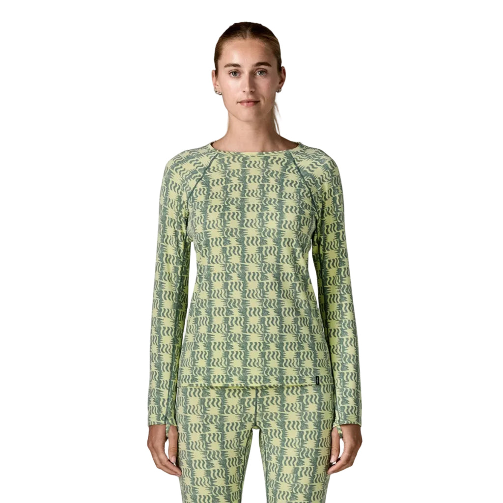 Patagonia Women's Capilene Midweight Crew in Sun Quilt Blue Sage front view
