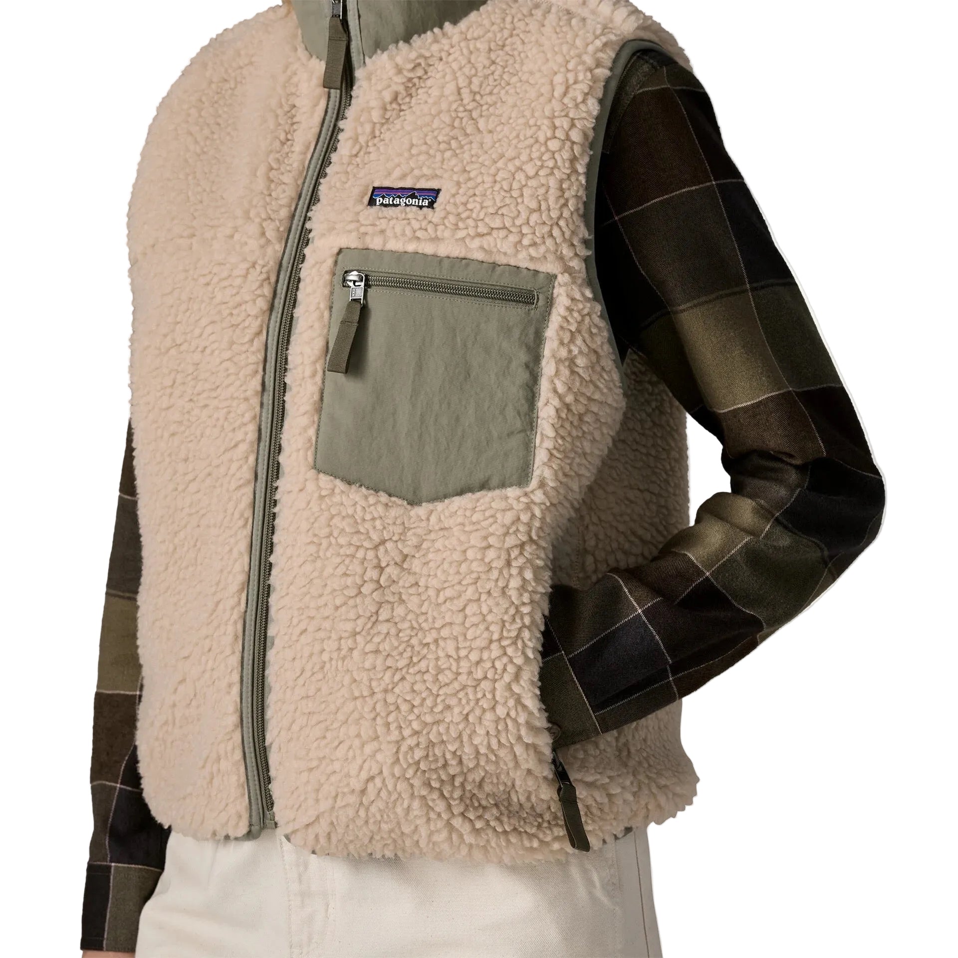 Patagonia Women's Classic Retro-X Vest in Snowshoe Hare Natural fleece reverse detail