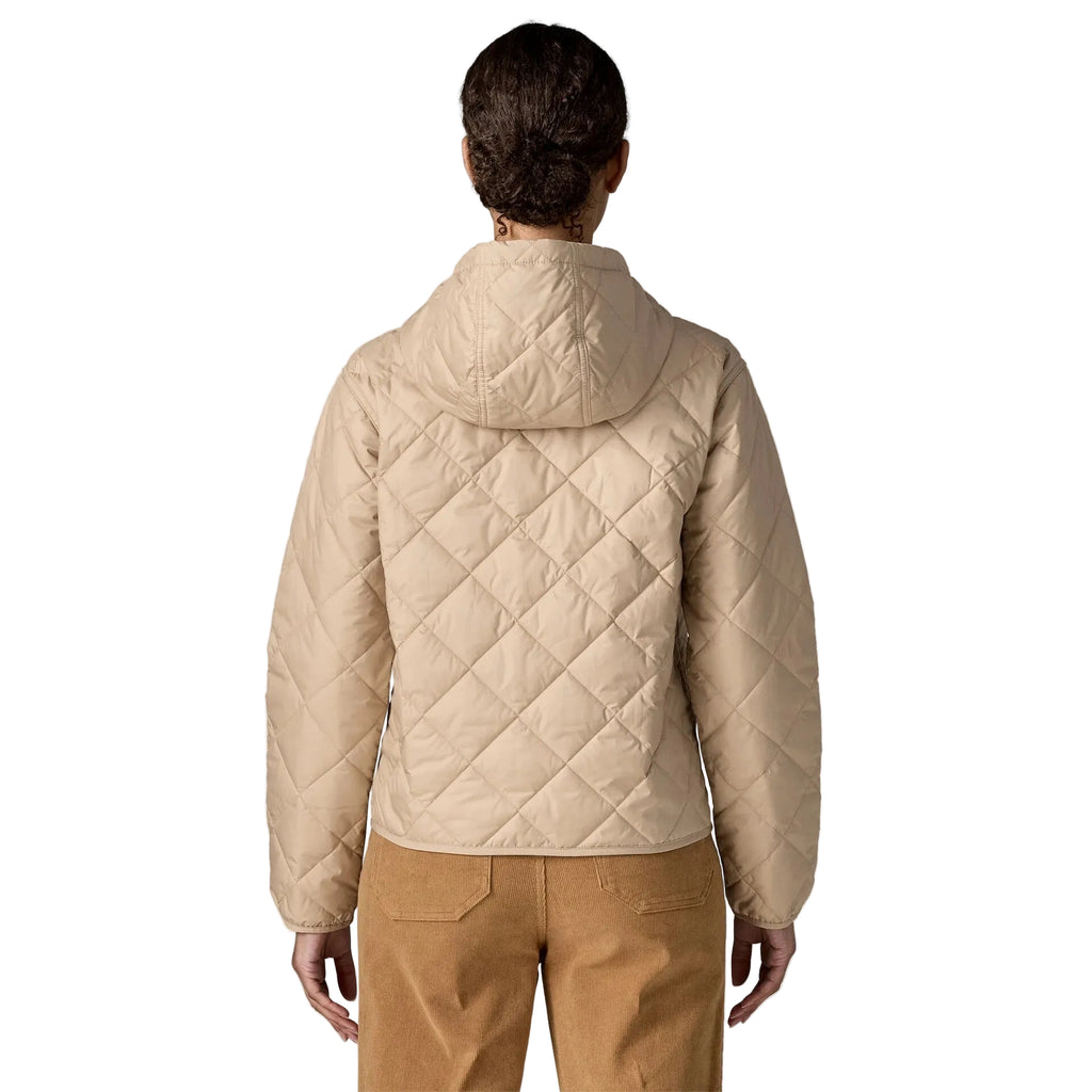 Patagonia Women's Diamond Quilted Bomber Hoody in Oar Tan back view