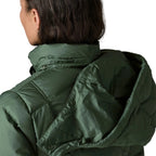 Patagonia Women's Down With It Jacket in Canopy Green hood front view