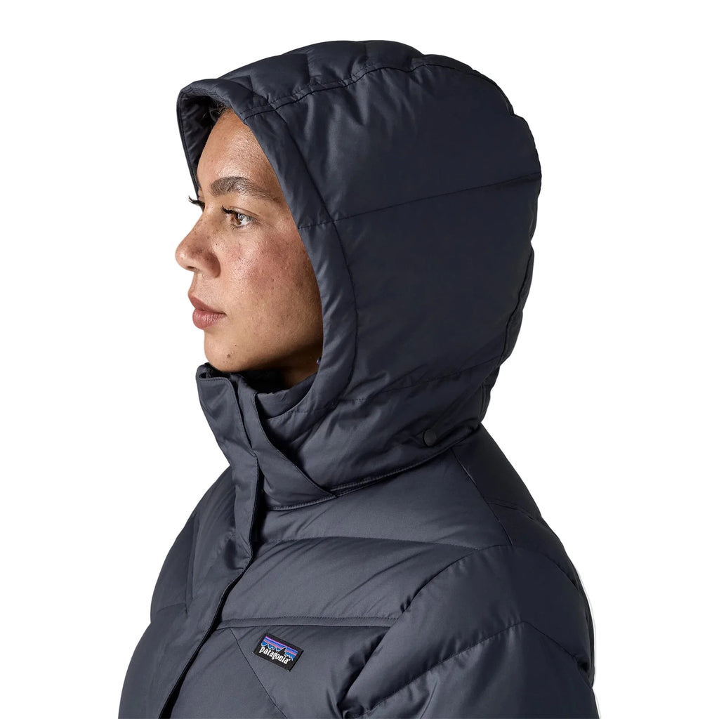 Patagonia Women's Down With It Parka in Sunken Blue hood detail view