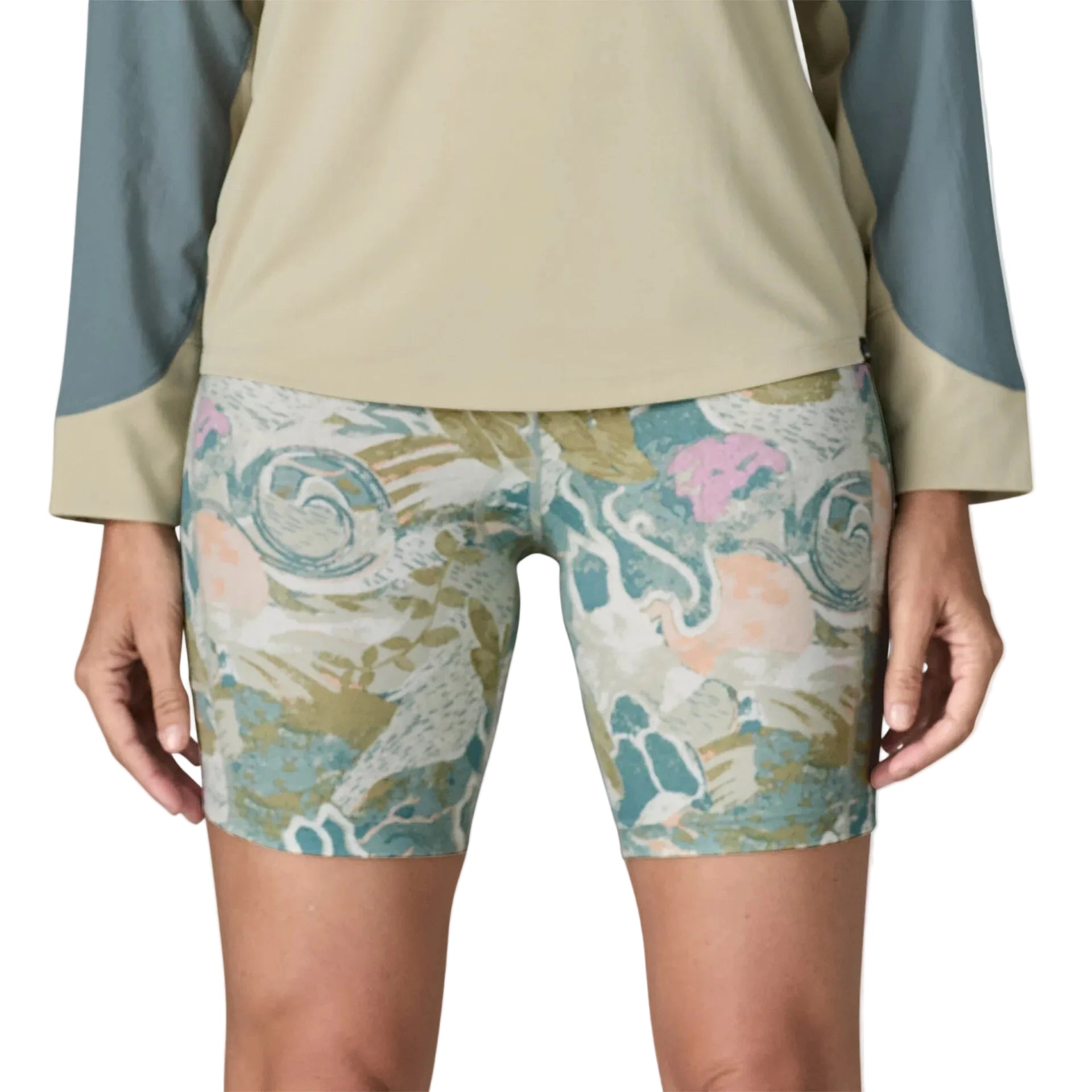 Patagonia women’s Nether Bike Shorts in Moon Tripper front view