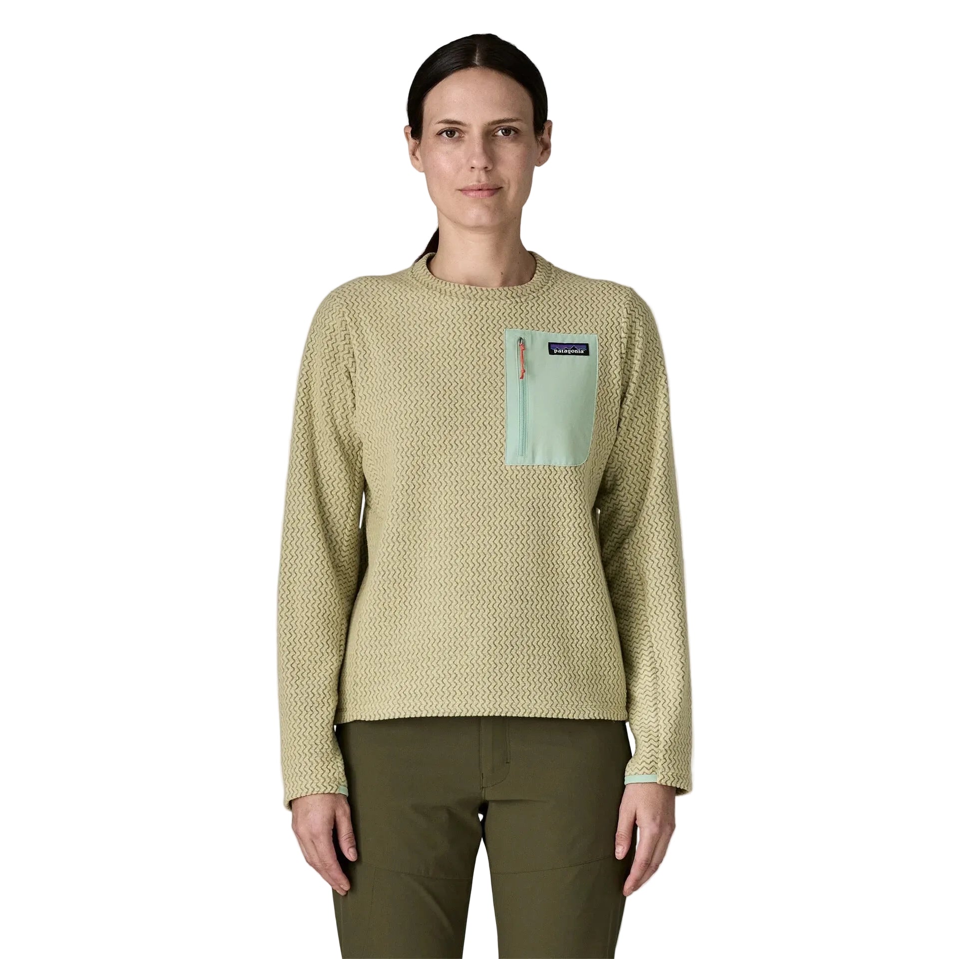 Patagonia Women's R1 Air Fleece Crewneck in Weathered Stone front view