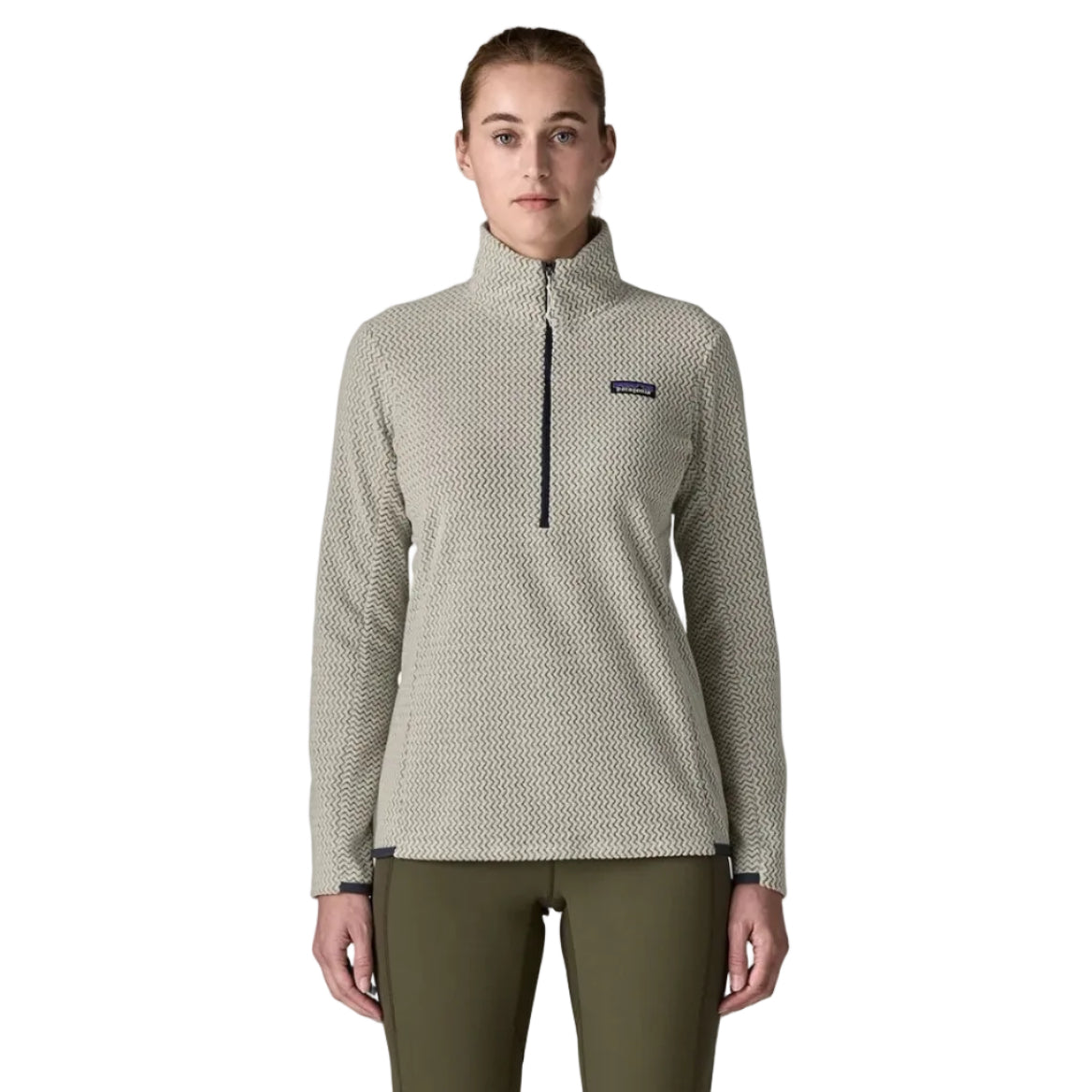Patagonia Women's R1 Air Zip-Neck in Birch White front view