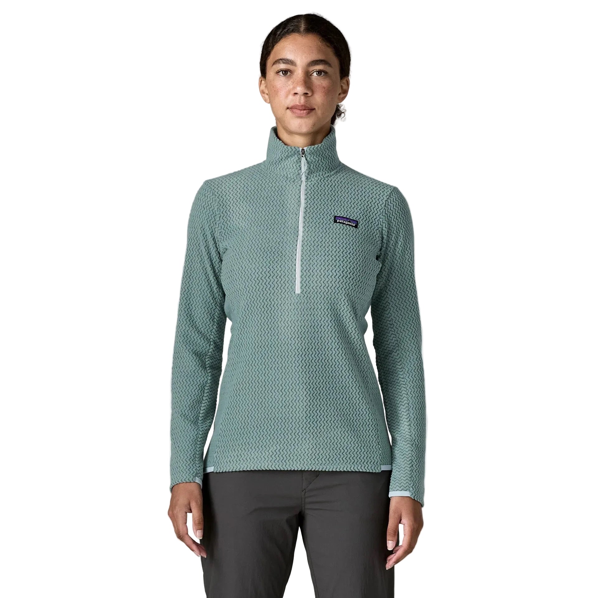 Patagonia Women's R1 Air Zip-Neck in Blue Sage front view