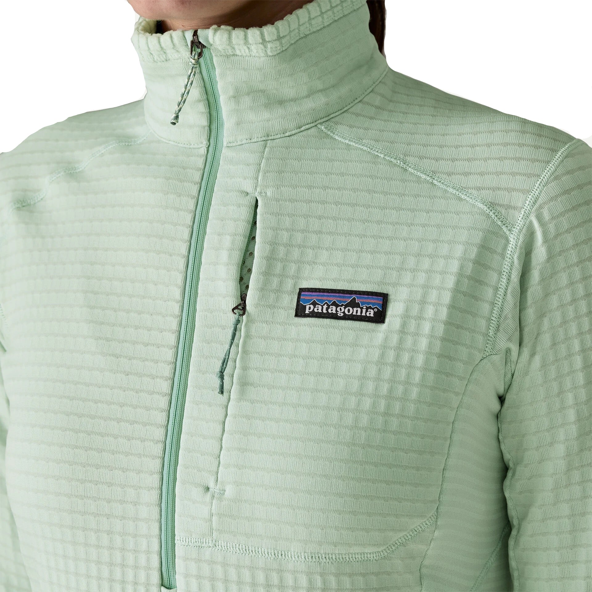 Patagonia Women's R1 Fleece Pullover in Thin Ice detail view