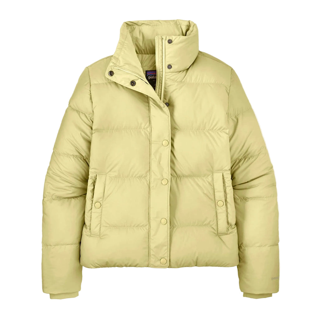Patagonia Women's Silent Down Jacket in Vellum Green flat lay
