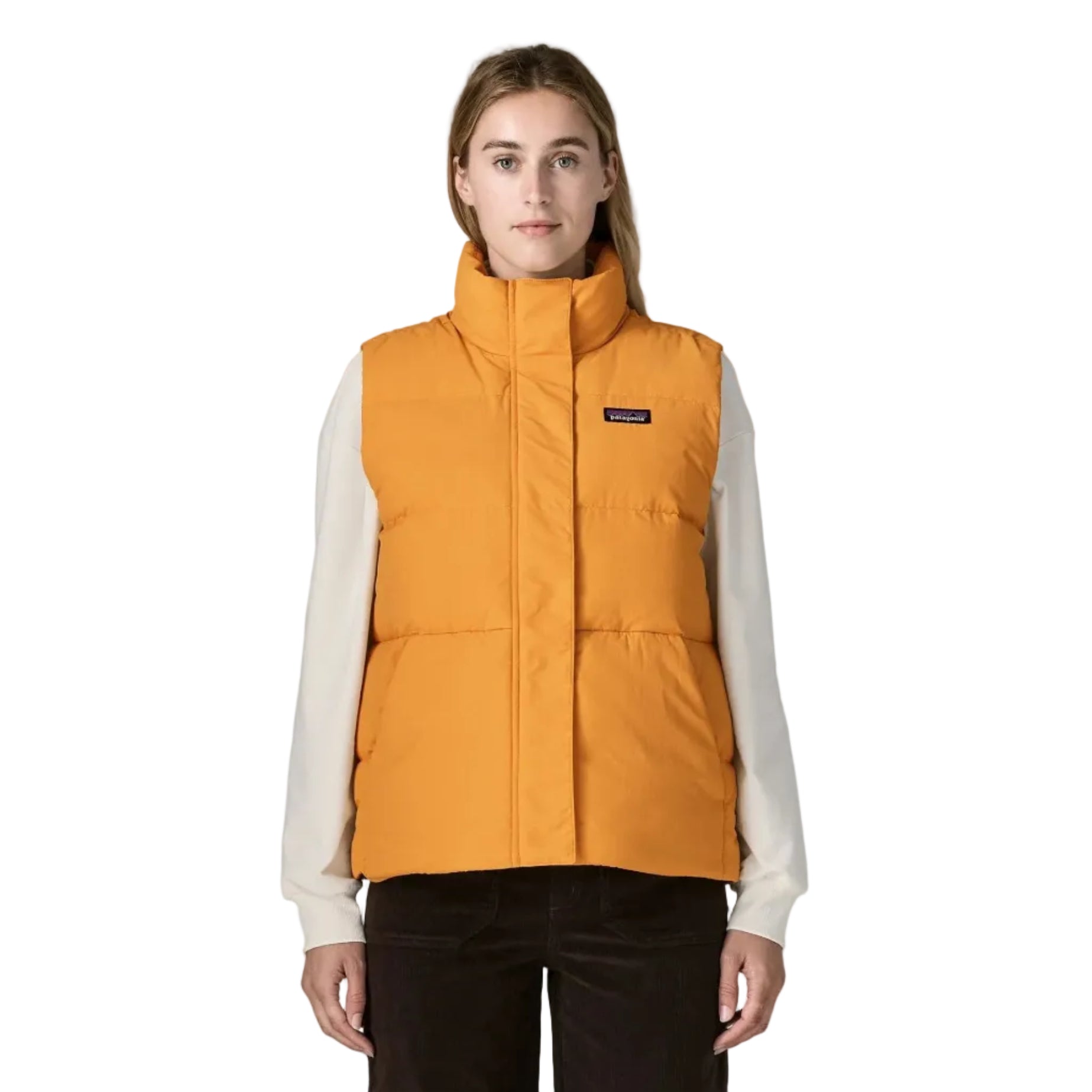 Patagonia Women's Sisar Down Vest in Dried Mango front view