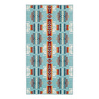 Pendleton Chief Joseph Aqua cotton towels showing the geometric jacquard pattern and plush texture for bath and hand towels