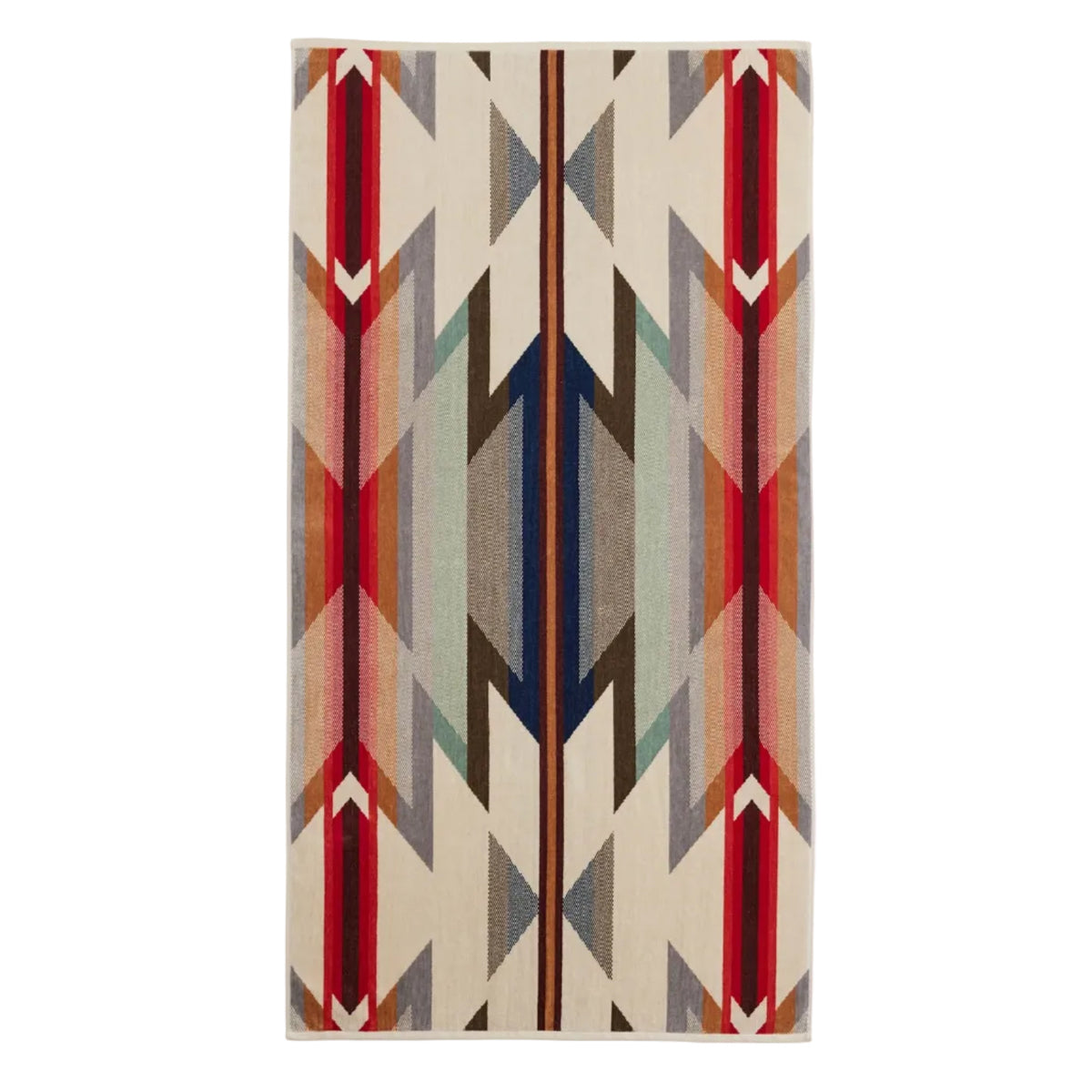 Pendleton Wyeth Trail cotton towel showing the woven geometric pattern and plush Terry velour in bath towel size.