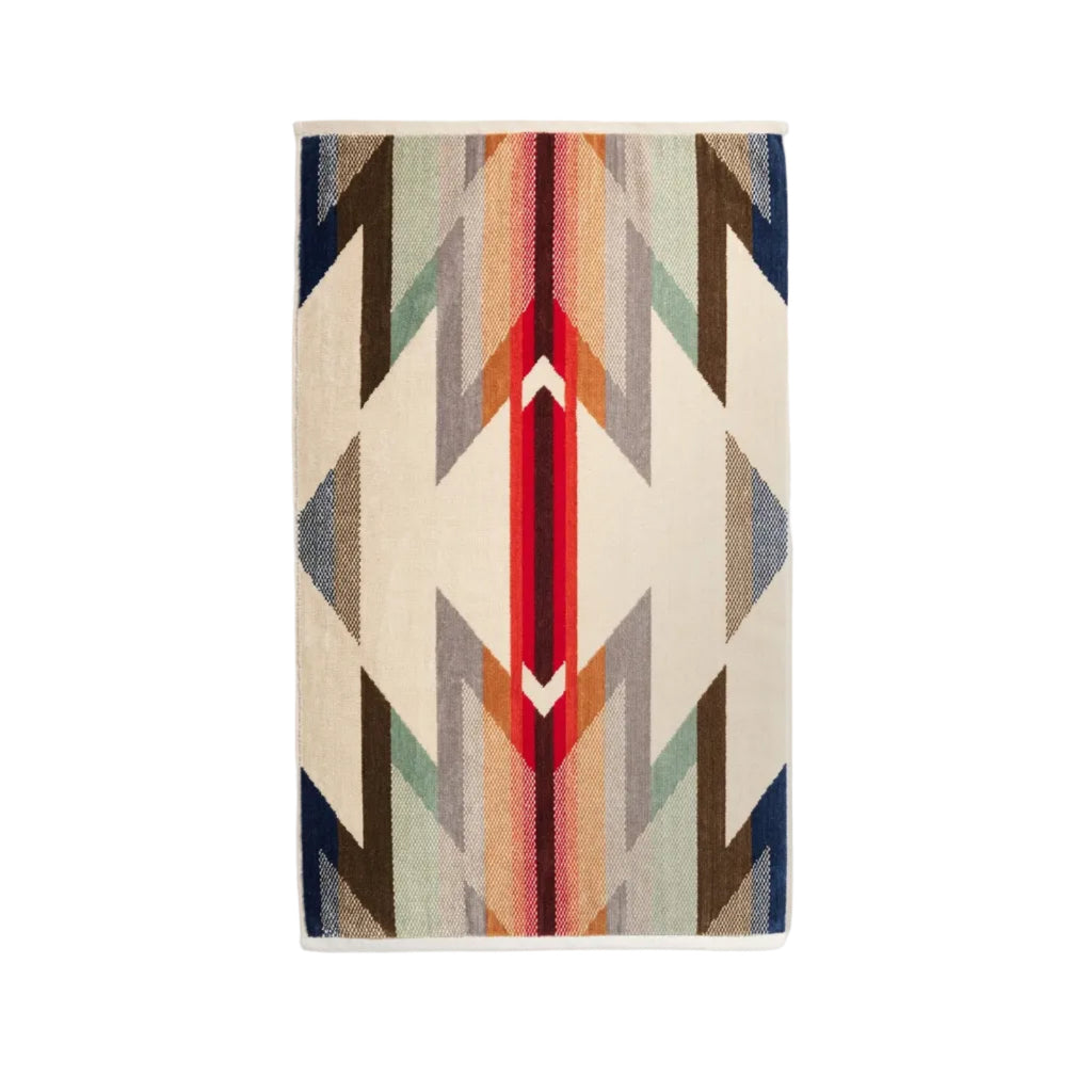 Pendleton Wyeth Trail cotton towel showing the woven geometric pattern and plush Terry velour in hand towel size.