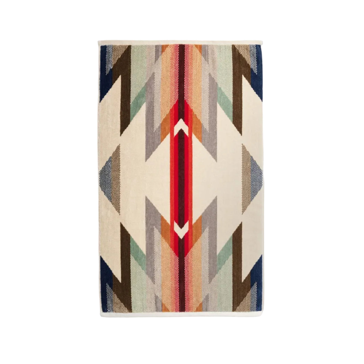 Pendleton Wyeth Trail cotton towel showing the woven geometric pattern and plush Terry velour in hand towel size.