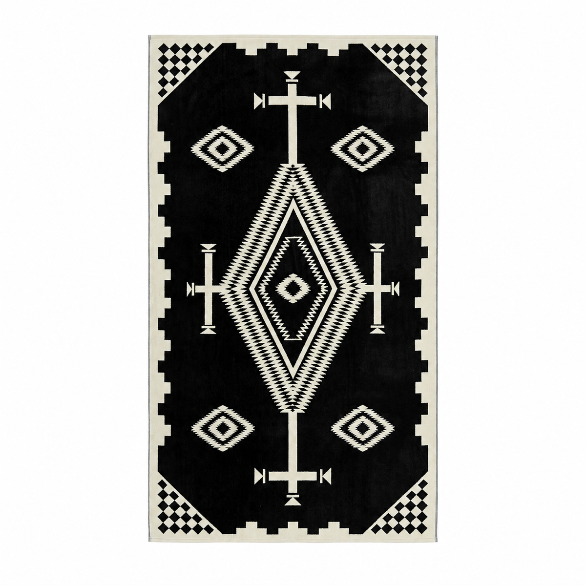 Pendleton Oversized Jacquard Spa Towel in Los Ojos Black/White featuring a bold geometric pattern