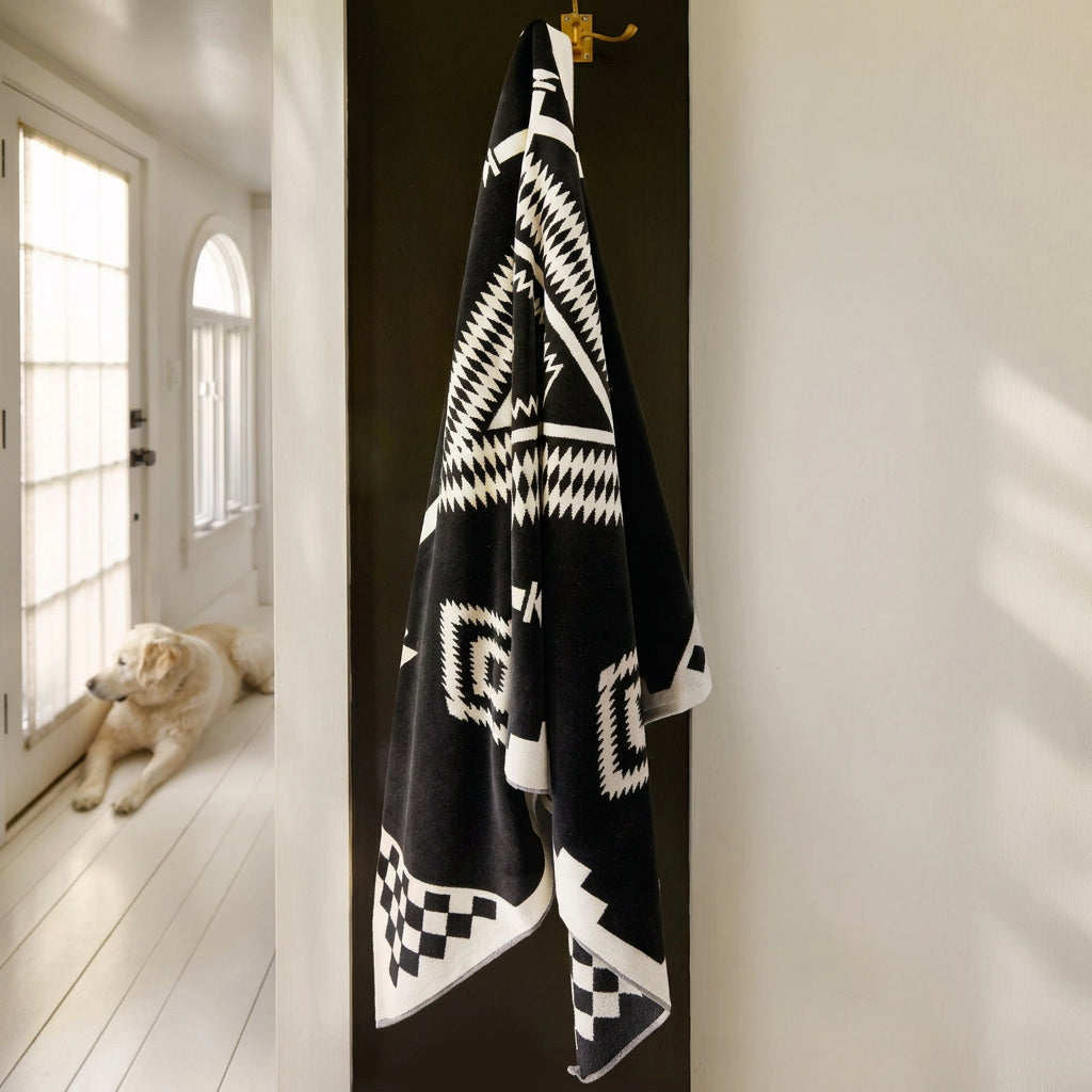 Lifestyle view of the Pendleton Oversized Jacquard Spa Towel 