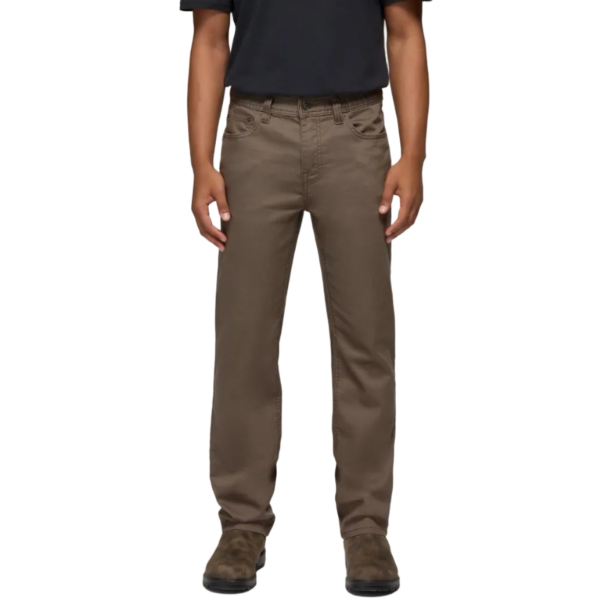 Front view of the prAna Men’s Bridger Slim Jean in Mud